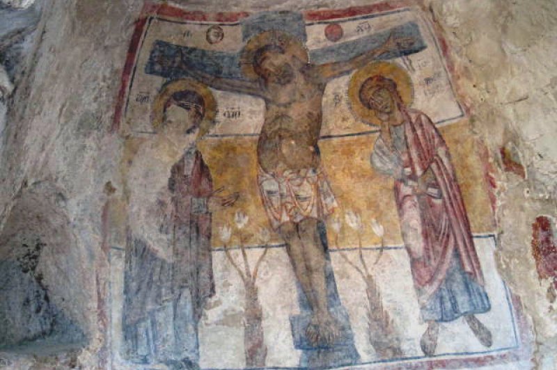 Matera, mural on rupestrian church of San Nicola dei Greci, Sol Luna, 13thc. (Foto: CC/Flickr.com | Julianna Lees)