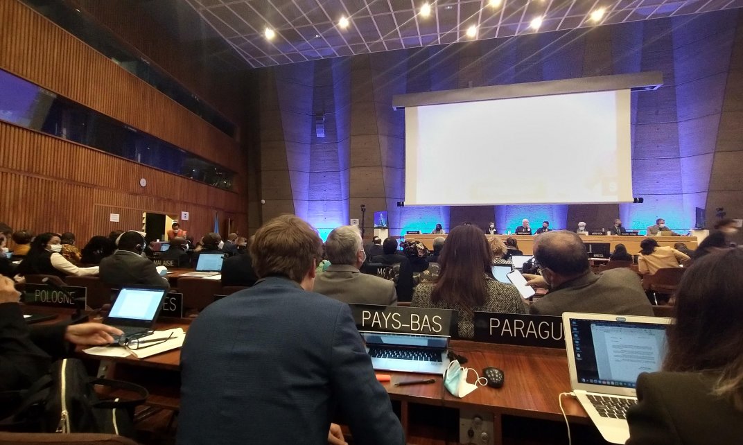 De behandeling van de Aanbevelingen bij Unesco in Parijs.